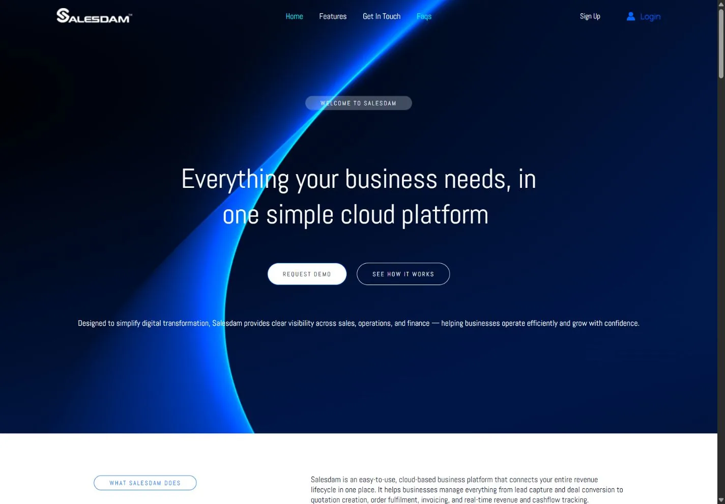 Salesdam website homepage