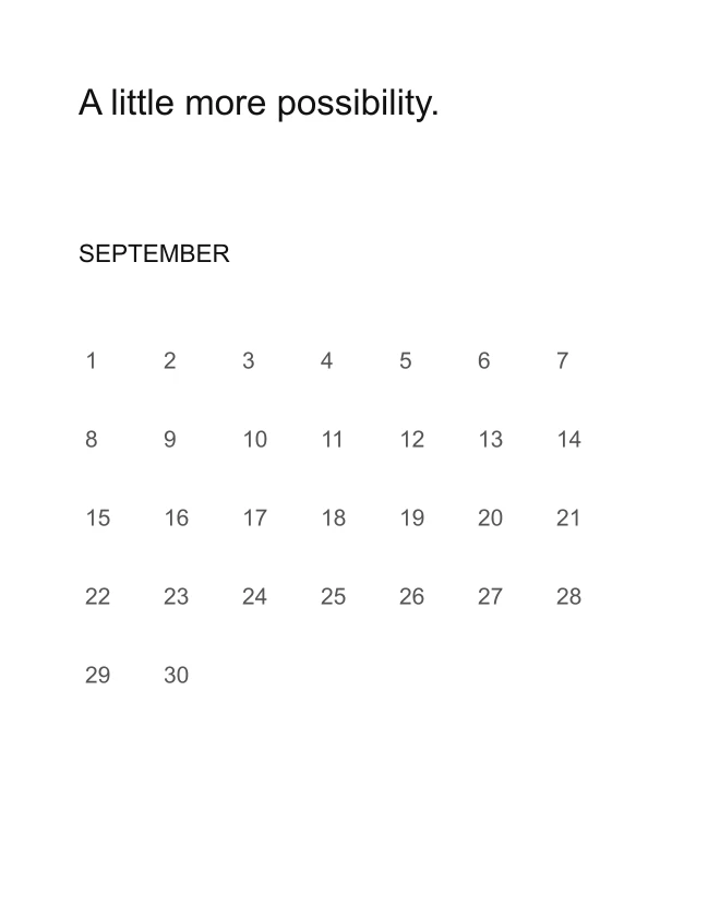 Calendar design sample layout